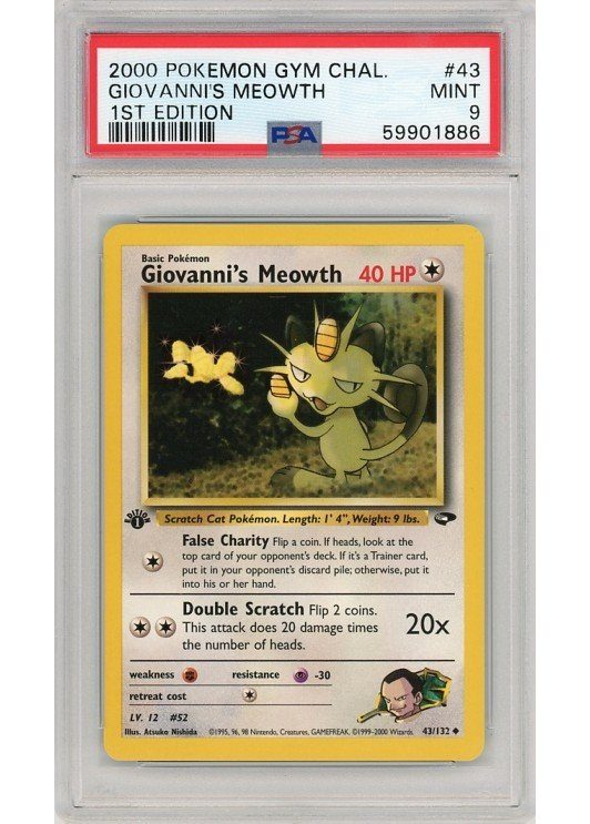 Giovanni's Meowth 43/132 1st Edition PSA 9