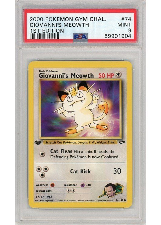 Giovanni's Meowth 74/132 1st Edition PSA 9