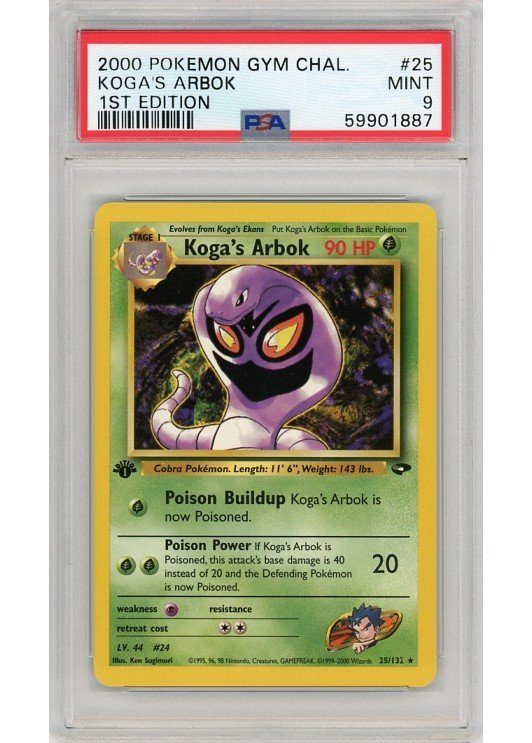 Koga's Arbok 25/132 1st Edition PSA 9