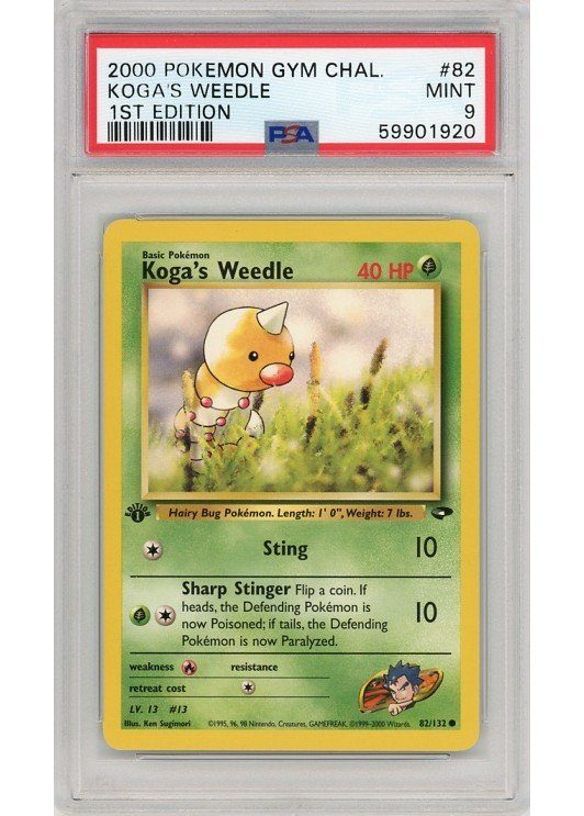 Koga's Weedle 82/132 1st Edition PSA 9