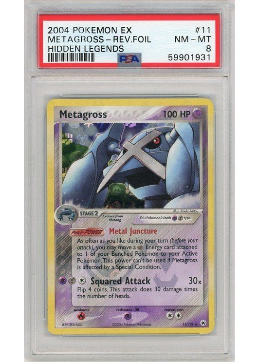Metagross 11/101 Reverse Foil PSA 8