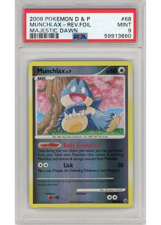 Munchlax 68/100 Reverse Foil PSA 9