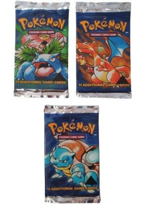 Pokémon Base Set Black Triagle Booster Pack  - full artwork set (3 stk.)