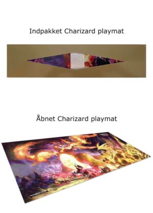 Charizard VMAX Spillemåtte (Playmat fra UPC) - Lukket og åben playmat