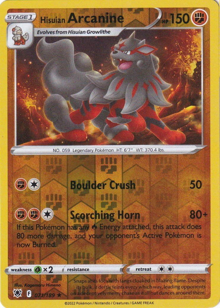 Hisuian Arcanine - 71/189 - Reverse