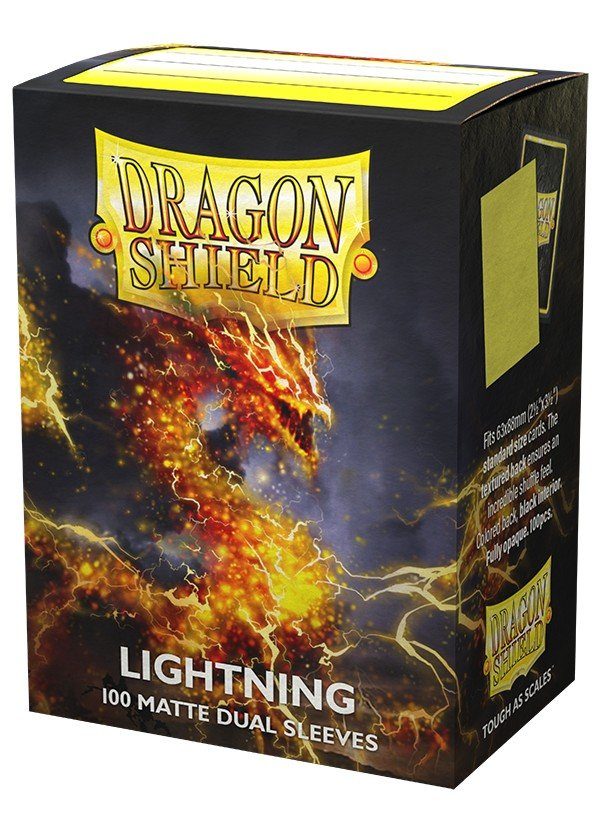 Dragon Shield matte dual (Gul / Lightning) Deck Protector Sleeves 100 stk. top-loading (63x88mm)