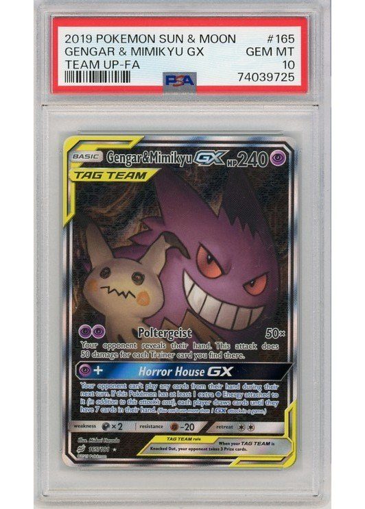 Gengar & Mimikyu GX PSA 10 - Gradede pokemon kort på Pokemons.dk