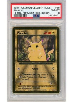 Pikachu Metal kort Celebration UPC 58/102 PSA 8
