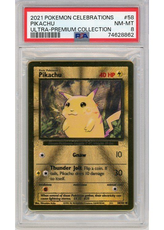 Pikachu – Metal kort – Celebration UPC – 58/102 – PSA 8