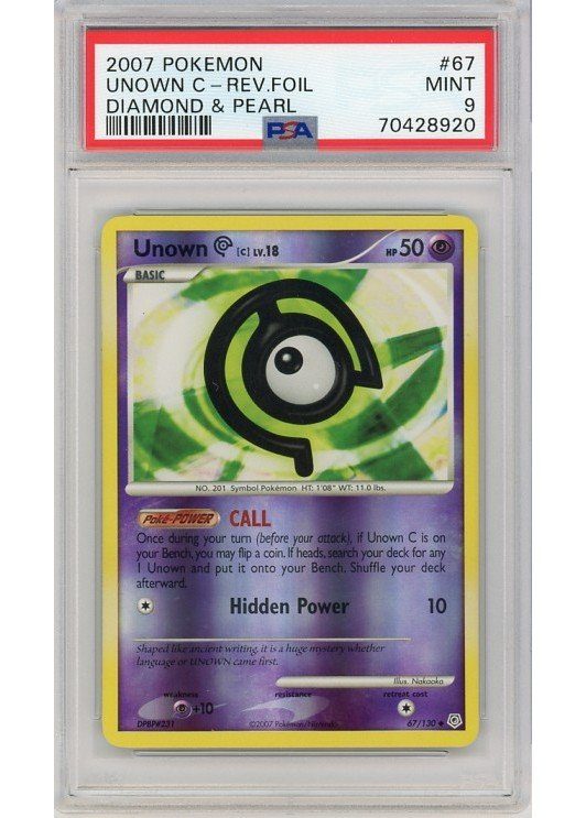Unown C – 67/130 – Reverse Foil – PSA 9
