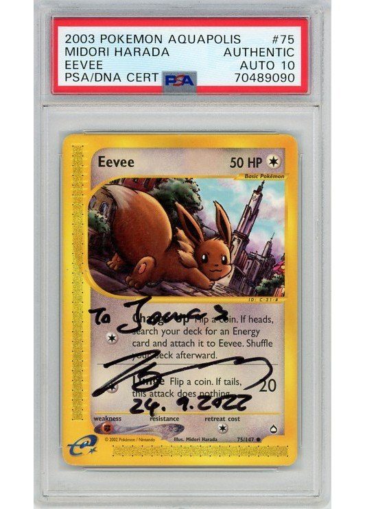 Eevee (signeret af Midori Harada AUTO 10) 75/147 PSA Authentic