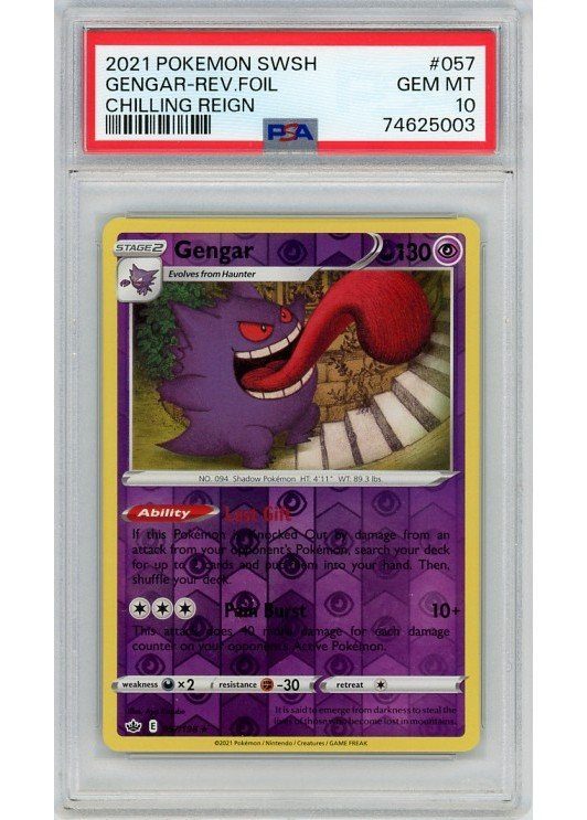 Gengar – 057/198 – Reverse Foil – PSA 10