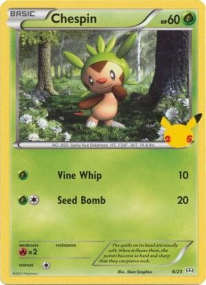 Chespin - 6/25 (Non Holo) - 25 års jubilæum - McDonald's Promo - Pokemon McDonald's Collection 2021