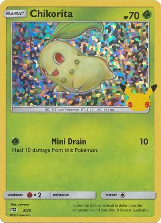 Chikorita - 2/25 (Holo) - 25 års jubilæum - McDonald's Promo - Pokemon McDonald's Collection 2021