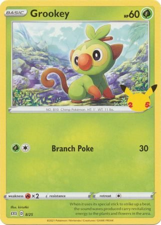 Grookey - 8/25 (Non Holo) - 25 års jubilæum - McDonald's Promo - Pokemon McDonald's Collection 2021