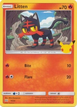 Litten - 15/25 (Non Holo) - 25 års jubilæum - McDonald's Promo - Pokemon McDonald's Collection 2021