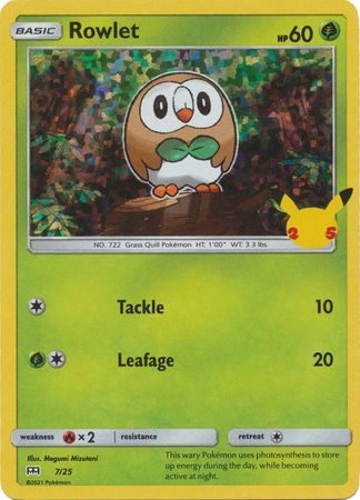 Rowlet - 7/25 (Holo) - 25 års jubilæum - McDonald's Promo - Pokemon McDonald's Collection 2021