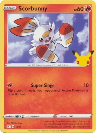 Scorbunny - 16/25 (Non Holo) - 25 års jubilæum - McDonald's Promo - Pokemon McDonald's Collection 2021