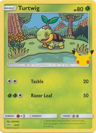 Turtwig - 4/25 (Non Holo) - 25 års jubilæum - McDonald's Promo - Pokemon McDonald's Collection 2021