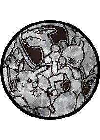 Charizard, Pikachu & Mewtwo Pokemon mønt (Sølv - Cracked Ice Holo) - Stor