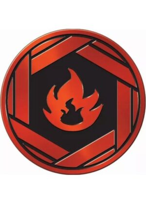 Fire type symbol Pokemon mønt (Rød - Mirror Holo) - Stor