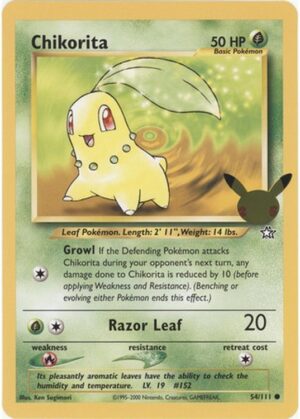 First Partner JUMBO 3-Pak - Johto - Chikorita 54/111 JUMBOkort - Pokemon 25 års jubilæum