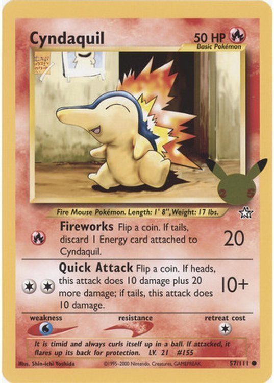 First Partner JUMBO 3-Pak - Johto - Cyndaquil 57/111 JUMBOkort - Pokemon 25 års jubilæum