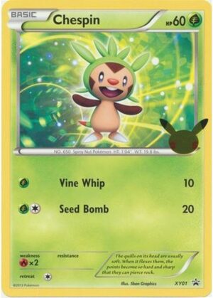 First Partner JUMBO 3-Pak - Kalos - Chespin XY01 JUMBOkort - Pokemon 25 års jubilæum