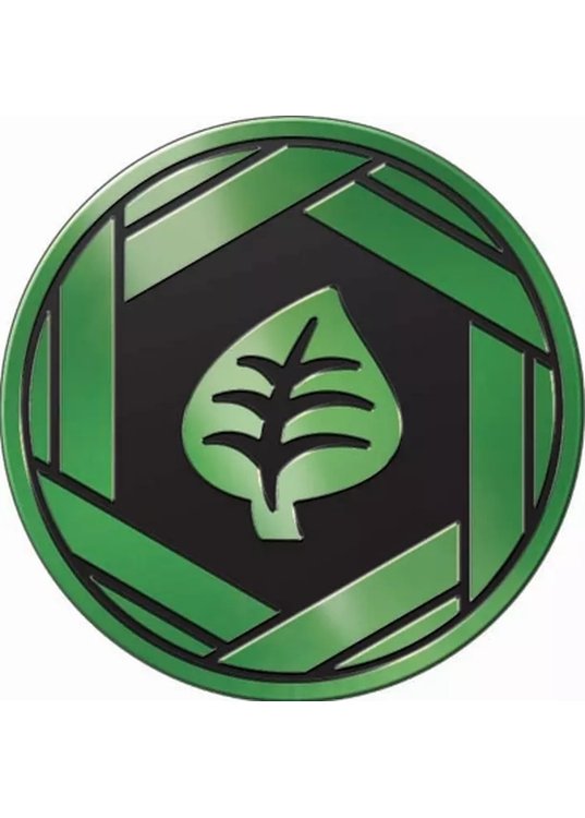 Grass type symbol Pokemon mønt (Grøn - Mirror Holo) - Stor