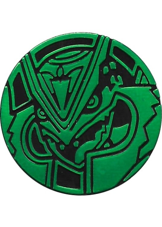 Mega Rayquaza Pokemon mønt (Grøn - Mirror Holo) - Almindelig
