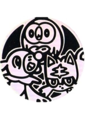 Rowlet, Litten, & Popplio Pokemon mønt (Sølv - Rainbow Holo) - Almindelig