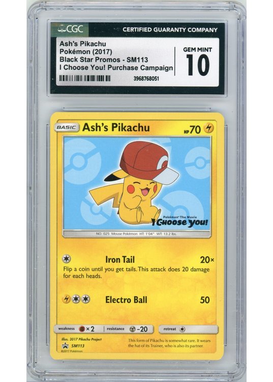 Ash's Pikachu SM113 CGC 10