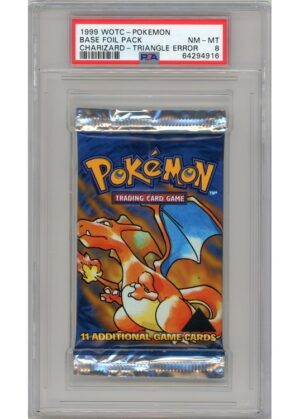 Base Set Black Triangle Booster Pakke Charizard artwork PSA 8