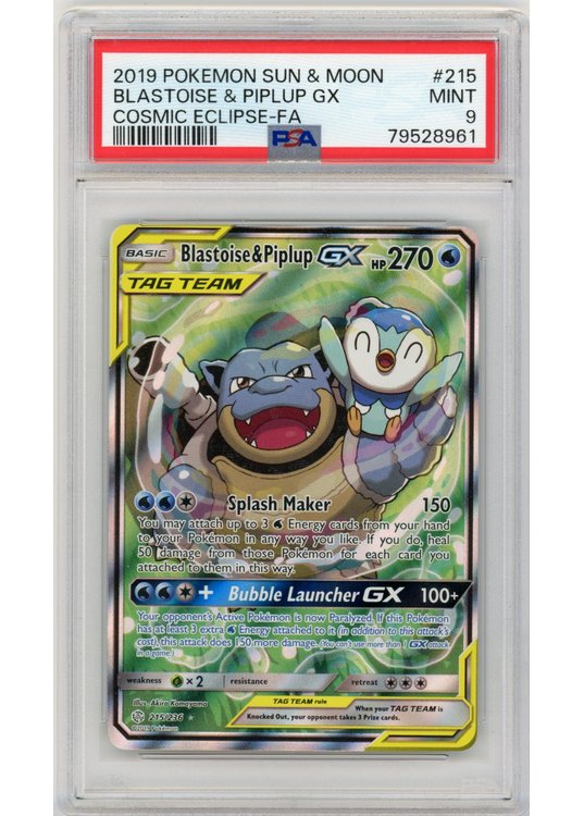 Blastoise & Piplup GX 215/236 PSA 9