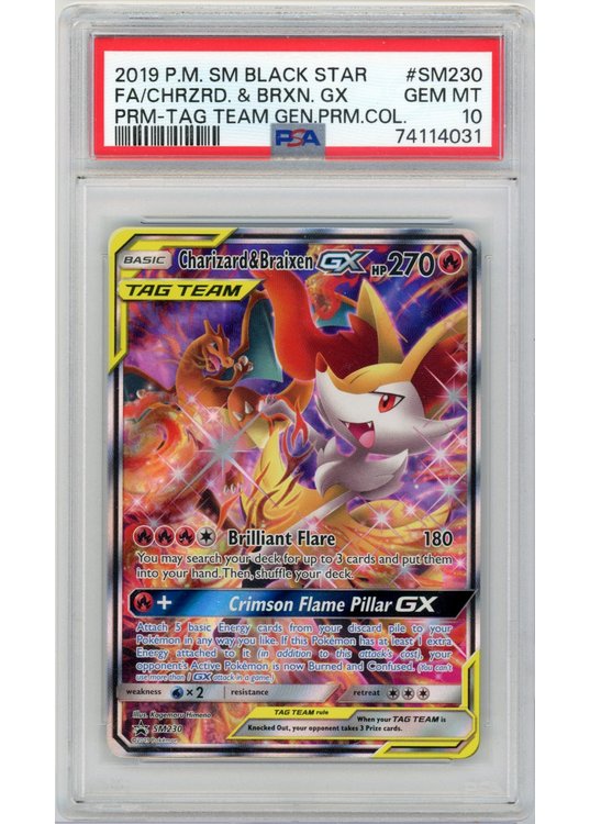 Charizard & Braixen GX PSA 10 - Gradede pokemon kort på