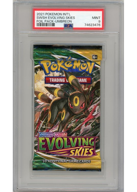 Evolving Skies Booster Pakke Umbreon artwork PSA 9