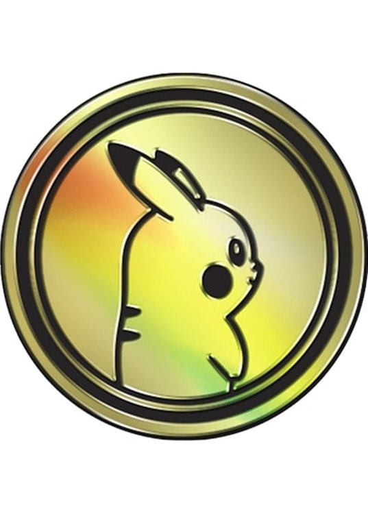 Pikachu Pokemon mønt (Guld - Rainbow Holo) - Stor