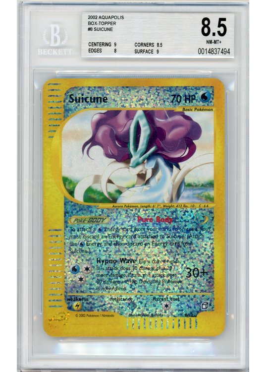 Suicune 8/12 Box Topper BGS 8.5