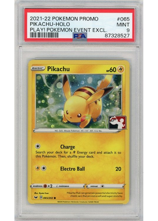 Pikachu Play Pokemon! Stamp (Cosmos Holo) 065/202 PSA 9