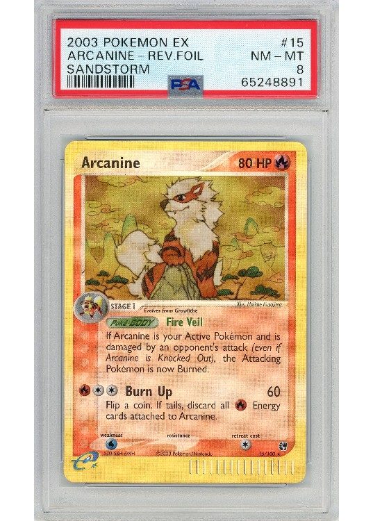 Arcanine 15/100 Reverse Foil PSA 8