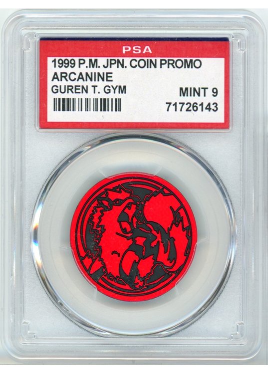 Arcanine Pokemon mønt (Rød Mirror Holo) PSA 9