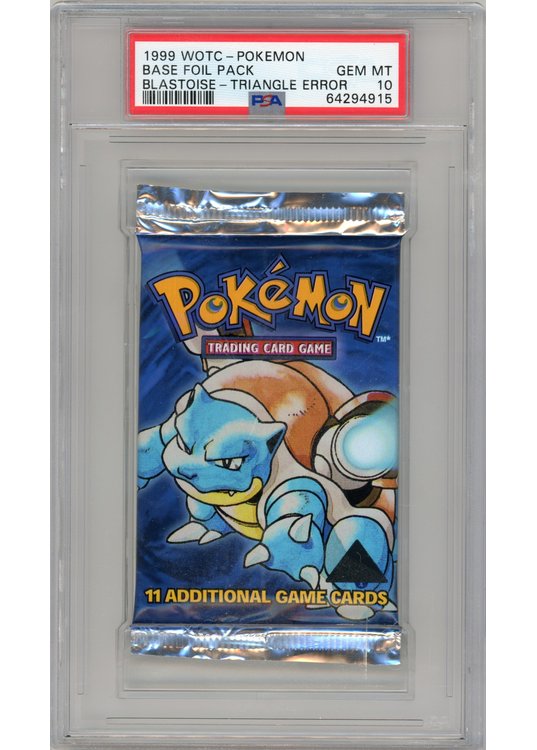 Base Set Black Triangle Booster Pakke Blastoise artwork PSA 10