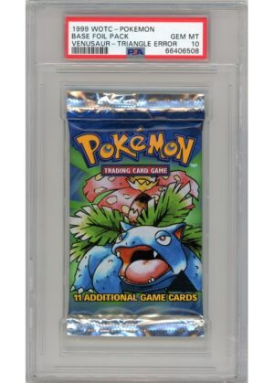Base Set Black Triangle Booster Pakke Venusaur artwork PSA 10
