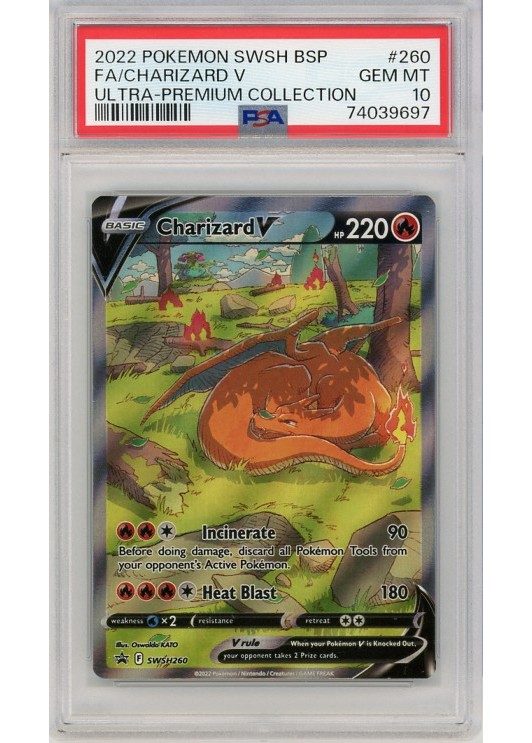 Charizard V PSA 10 - Gradede pokemon kort på Pokemons.dk