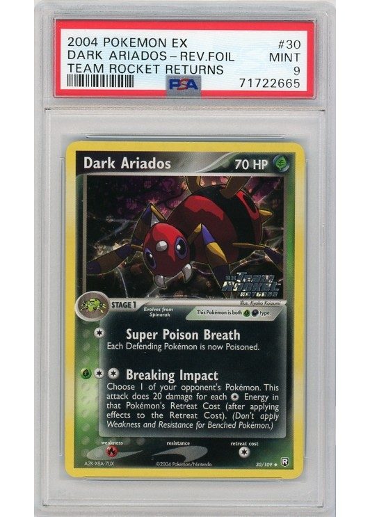 Dark Ariados – 30/109 – Reverse Foil – PSA 9