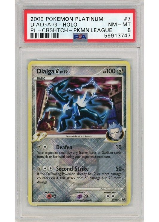Dialga G – Pokemon League stamp – 7/127 – PSA 8