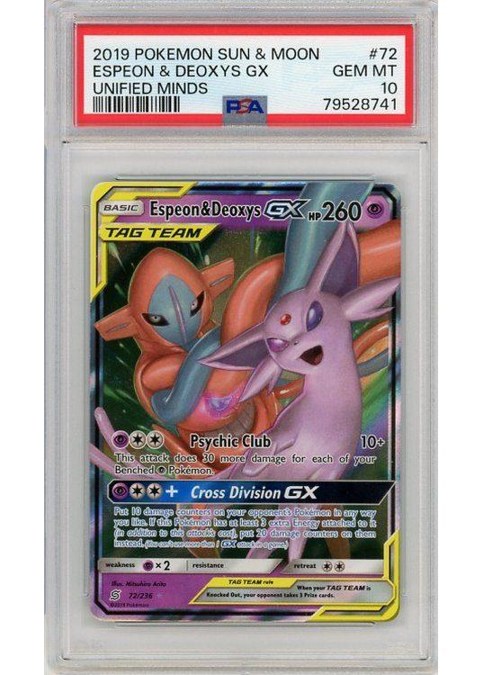 Espeon & Deoxys GX PSA 10 - Gradede pokemon kort på Pokemons.dk