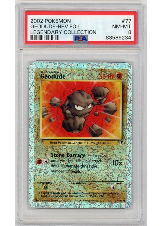 Geodude 77/110 Reverse Foil PSA 8
