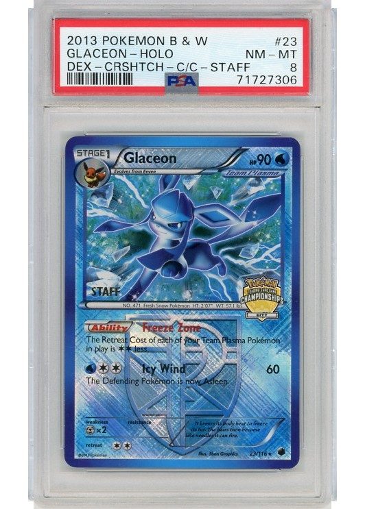 Glaceon – City Championship stamp – STAFF – 23/116 – PSA 8