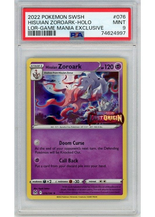 Hisuian Zoroark Lost Origin Stamp 076/196 PSA 9
